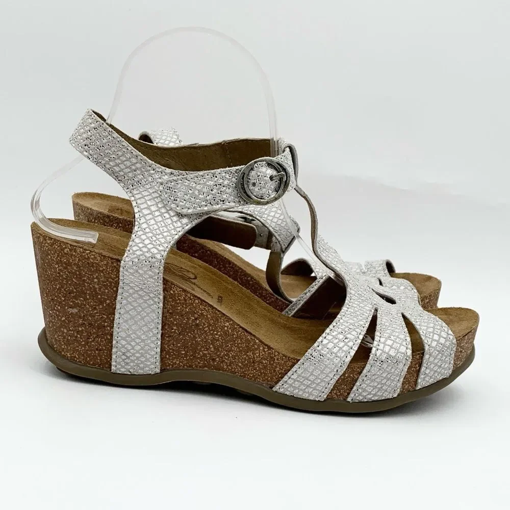 Fly London Silver Platform Sandals size 40